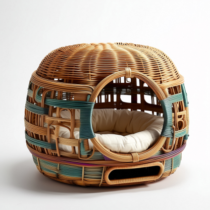 Original customized rattan cat bed, pet cat bed, dog bed, all-season, bamboo pet bed base, extra-large cat house