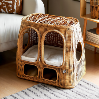 Original customized rattan cat bed, pet cat bed, dog bed, all-season, bamboo pet bed base, extra-large cat house