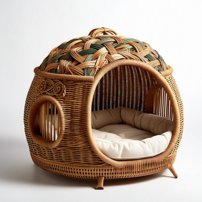 Original customized rattan cat bed, pet cat bed, dog bed, all-season, bamboo pet bed base, extra-large cat house