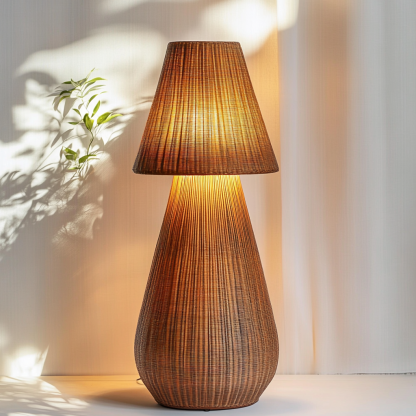Wabi-sabi style rattan floor lamp for living room, bedroom, study, homestay and tea room, a retro designer artistic lighting fixture - Image 9
