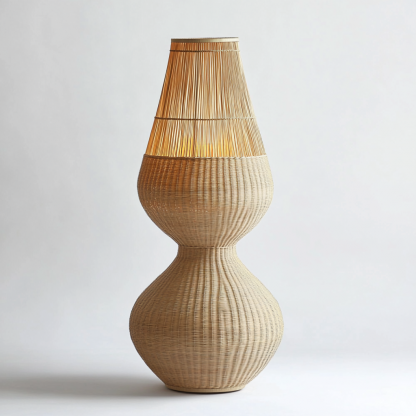Wabi-sabi style rattan floor lamp for living room, bedroom, study, homestay and tea room, a retro designer artistic lighting fixture - Image 8