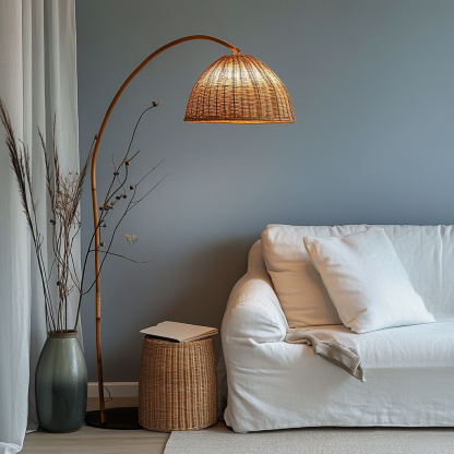 Wabi-sabi style rattan floor lamp for living room, bedroom, study, homestay and tea room, a retro designer artistic lighting fixture - Image 7