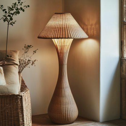 Wabi-sabi style rattan floor lamp, living room homestay, Chinese Zen-style high-end feel, artistic creativity, hand-woven decoration - Image 7