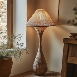 Wabi-sabi style rattan floor lamp, living room homestay, Chinese Zen-style high-end feel, artistic creativity, hand-woven decoration