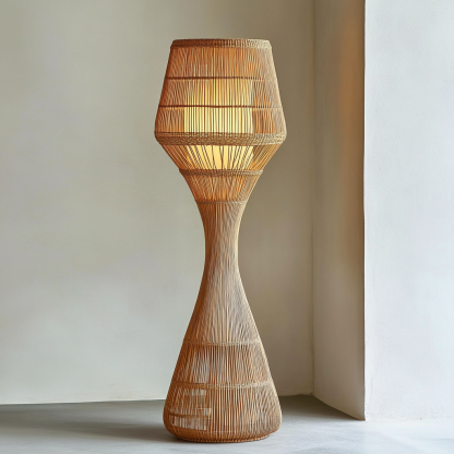 Wabi-sabi style rattan floor lamp for living room, bedroom, study, homestay and tea room, a retro designer artistic lighting fixture - Image 6