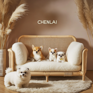 Pet bed, wicker dog bed, cat bed, American-style retro solid wood animal house furniture, Teddy Bichon Frise dog mattress