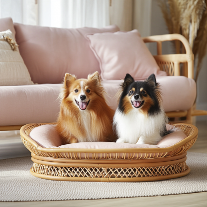 Pet bed, wicker dog bed, cat bed, American-style retro solid wood animal house furniture, Teddy Bichon Frise dog mattress - Image 8