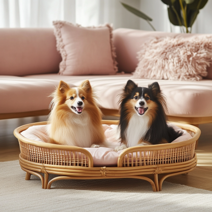 Pet bed, wicker dog bed, cat bed, American-style retro solid wood animal house furniture, Teddy Bichon Frise dog mattress - Image 7
