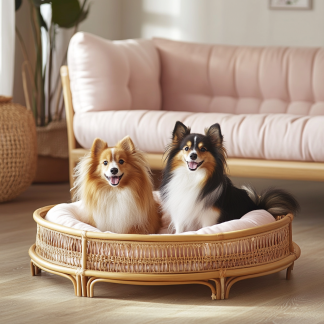 Pet bed, wicker dog bed, cat bed, American-style retro solid wood animal house furniture, Teddy Bichon Frise dog mattress
