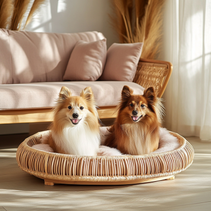 Pet bed, wicker dog bed, cat bed, American-style retro solid wood animal house furniture, Teddy Bichon Frise dog mattress - Image 9