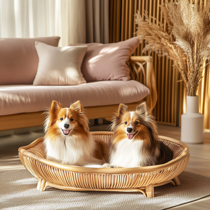 Pet bed, wicker dog bed, cat bed, American-style retro solid wood animal house furniture, Teddy Bichon Frise dog mattress - Image 9