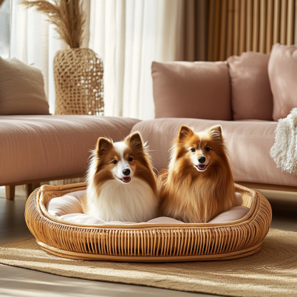 Pet bed, wicker dog bed, cat bed, American-style retro solid wood animal house furniture, Teddy Bichon Frise dog mattress - Image 8