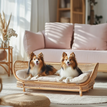 Pet bed, wicker dog bed, cat bed, American-style retro solid wood animal house furniture, Teddy Bichon Frise dog mattress - Image 8