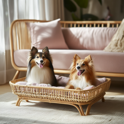 Pet bed, wicker dog bed, cat bed, American-style retro solid wood animal house furniture, Teddy Bichon Frise dog mattress - Image 9