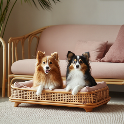Pet bed, wicker dog bed, cat bed, American-style retro solid wood animal house furniture, Teddy Bichon Frise dog mattress - Image 8