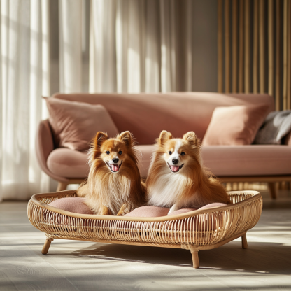 Pet bed, wicker dog bed, cat bed, American-style retro solid wood animal house furniture, Teddy Bichon Frise dog mattress - Image 9