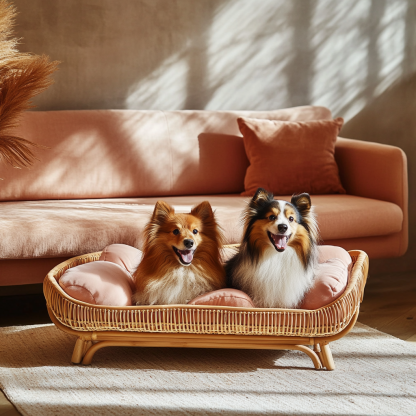 Pet bed, wicker dog bed, cat bed, American-style retro solid wood animal house furniture, Teddy Bichon Frise dog mattress - Image 8