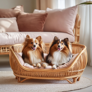 Pet bed, wicker dog bed, cat bed, American-style retro solid wood animal house furniture, Teddy Bichon Frise dog mattress