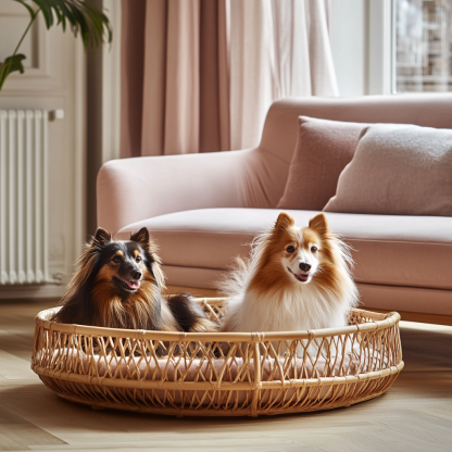 Pet bed, wicker dog bed, cat bed, American-style retro solid wood animal house furniture, Teddy Bichon Frise dog mattress - Image 6
