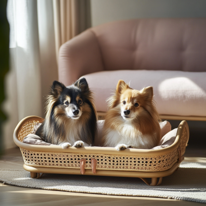 Pet bed, wicker dog bed, cat bed, American-style retro solid wood animal house furniture, Teddy Bichon Frise dog mattress - Image 9