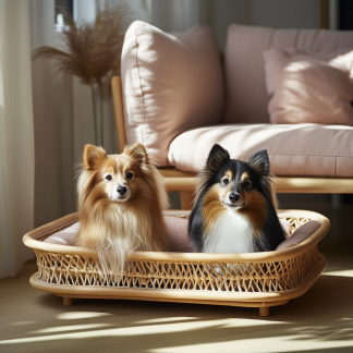 Pet bed, wicker dog bed, cat bed, American-style retro solid wood animal house furniture, Teddy Bichon Frise dog mattress