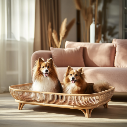 Pet bed, wicker dog bed, cat bed, American-style retro solid wood animal house furniture, Teddy Bichon Frise dog mattress - Image 8