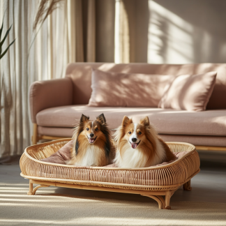 Pet bed, wicker dog bed, cat bed, American-style retro solid wood animal house furniture, Teddy Bichon Frise dog mattress