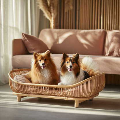 Pet bed, wicker dog bed, cat bed, American-style retro solid wood animal house furniture, Teddy Bichon Frise dog mattress - Image 6