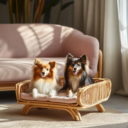 Pet bed, wicker dog bed, cat bed, American-style retro solid wood animal house furniture, Teddy Bichon Frise dog mattress - Image 7