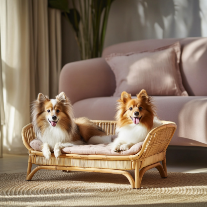 Pet bed, wicker dog bed, cat bed, American-style retro solid wood animal house furniture, Teddy Bichon Frise dog mattress - Image 5