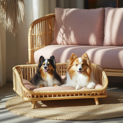 Pet bed, wicker dog bed, cat bed, American-style retro solid wood animal house furniture, Teddy Bichon Frise dog mattress - Image 6