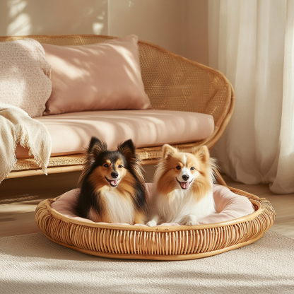 Pet bed, wicker dog bed, cat bed, American-style retro solid wood animal house furniture, Teddy Bichon Frise dog mattress - Image 7