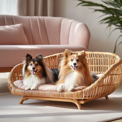 Pet bed, wicker dog bed, cat bed, American-style retro solid wood animal house furniture, Teddy Bichon Frise dog mattress - Image 9