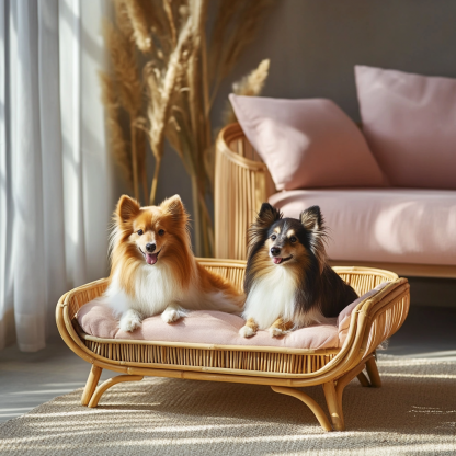 Pet bed, wicker dog bed, cat bed, American-style retro solid wood animal house furniture, Teddy Bichon Frise dog mattress - Image 9