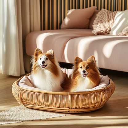 Pet bed, wicker dog bed, cat bed, American-style retro solid wood animal house furniture, Teddy Bichon Frise dog mattress - Image 7