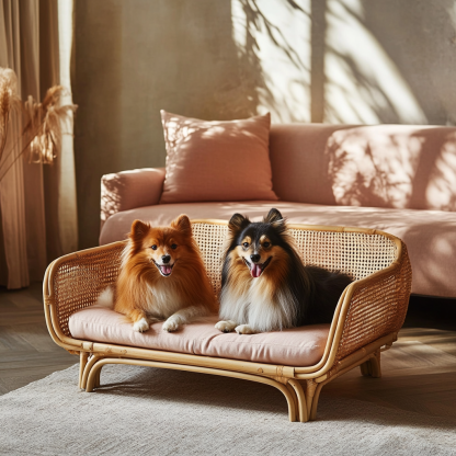 Pet bed, wicker dog bed, cat bed, American-style retro solid wood animal house furniture, Teddy Bichon Frise dog mattress - Image 4