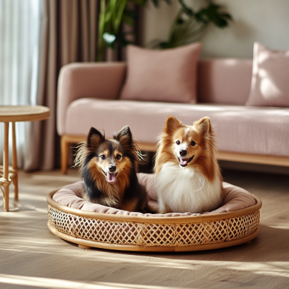 Pet bed, wicker dog bed, cat bed, American-style retro solid wood animal house furniture, Teddy Bichon Frise dog mattress - Image 8