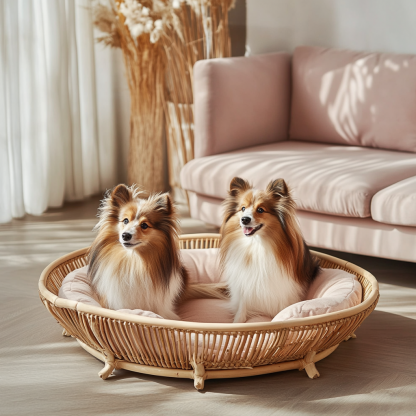 Pet bed, wicker dog bed, cat bed, American-style retro solid wood animal house furniture, Teddy Bichon Frise dog mattress - Image 9