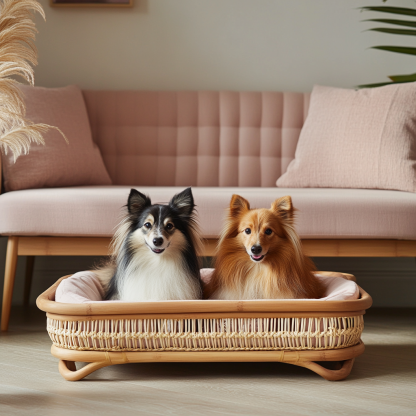 Pet bed, wicker dog bed, cat bed, American-style retro solid wood animal house furniture, Teddy Bichon Frise dog mattress - Image 9