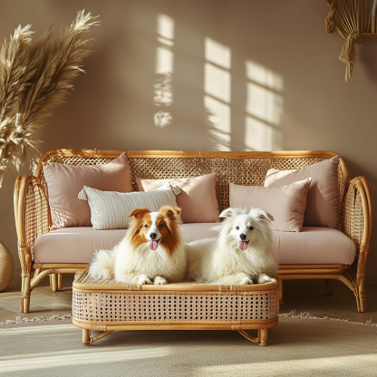 Pet bed, wicker dog bed, cat bed, American-style retro solid wood animal house furniture, Teddy Bichon Frise dog mattress - Image 6