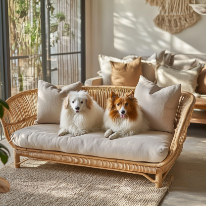 Pet bed, wicker dog bed, cat bed, American-style retro solid wood animal house furniture, Teddy Bichon Frise dog mattress - Image 5