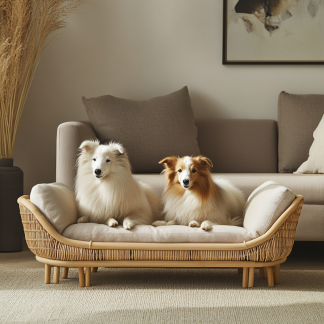 Pet bed, wicker dog bed, cat bed, American-style retro solid wood animal house furniture, Teddy Bichon Frise dog mattress
