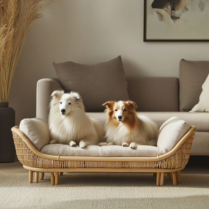 Pet bed, wicker dog bed, cat bed, American-style retro solid wood animal house furniture, Teddy Bichon Frise dog mattress