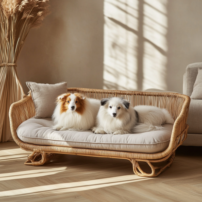 Pet bed, wicker dog bed, cat bed, American-style retro solid wood animal house furniture, Teddy Bichon Frise dog mattress - Image 9