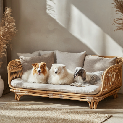 Pet bed, wicker dog bed, cat bed, American-style retro solid wood animal house furniture, Teddy Bichon Frise dog mattress - Image 8