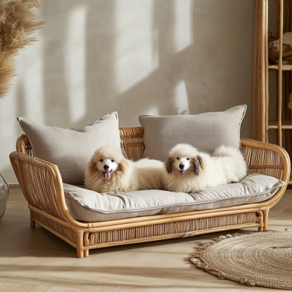 Pet bed, wicker dog bed, cat bed, American-style retro solid wood animal house furniture, Teddy Bichon Frise dog mattress - Image 7