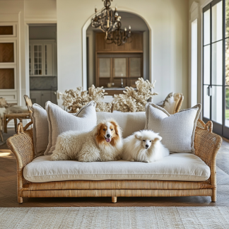Pet bed, wicker dog bed, cat bed, American-style retro solid wood animal house furniture, Teddy Bichon Frise dog mattress