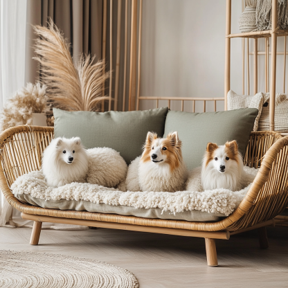 Pet bed, wicker dog bed, cat bed, American-style retro solid wood animal house furniture, Teddy Bichon Frise dog mattress - Image 8