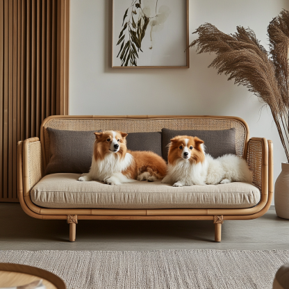 Pet bed, wicker dog bed, cat bed, American-style retro solid wood animal house furniture, Teddy Bichon Frise dog mattress - Image 7