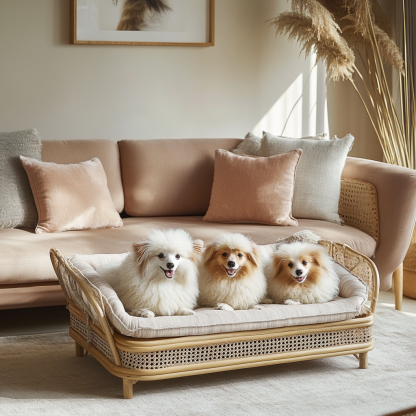 Pet bed, wicker dog bed, cat bed, American-style retro solid wood animal house furniture, Teddy Bichon Frise dog mattress - Image 8